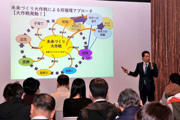 アンバサダーのみなさんに思い描く小千谷の未来像を発表する宮崎市長の画像