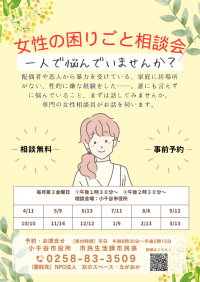 女性の困りごと相談会チラシの画像